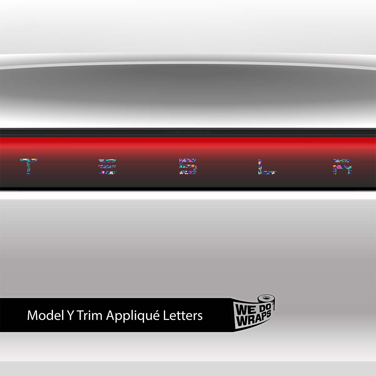 Floral Meadow Tesla Emblem Decals (Front + Back) | Model Y - Tesla Emblems
