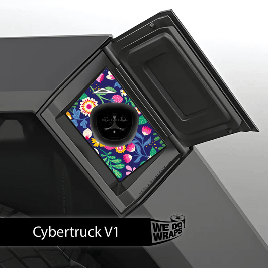 Floral Meadows Tesla Charge Port Wrap | Cybertruck - Tesla Emblems
