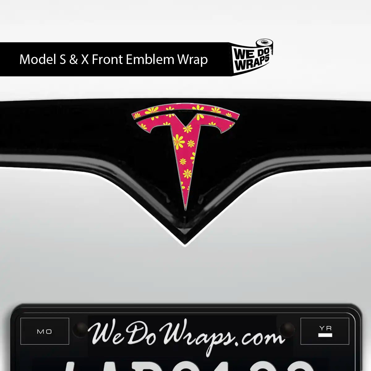 Flower Power Tesla Emblem Decals (Front + Back) | Model S - Tesla Emblems
