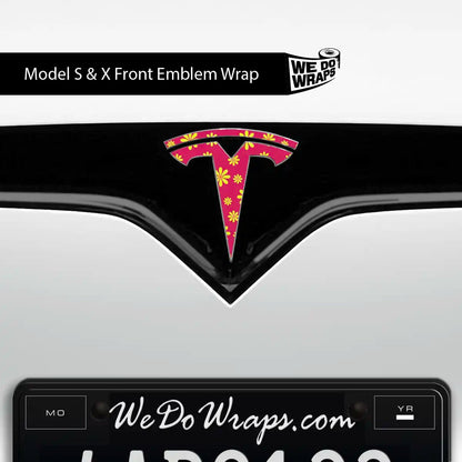 Flower Power Tesla Emblem Decals (Front + Back) | Model S - Tesla Emblems
