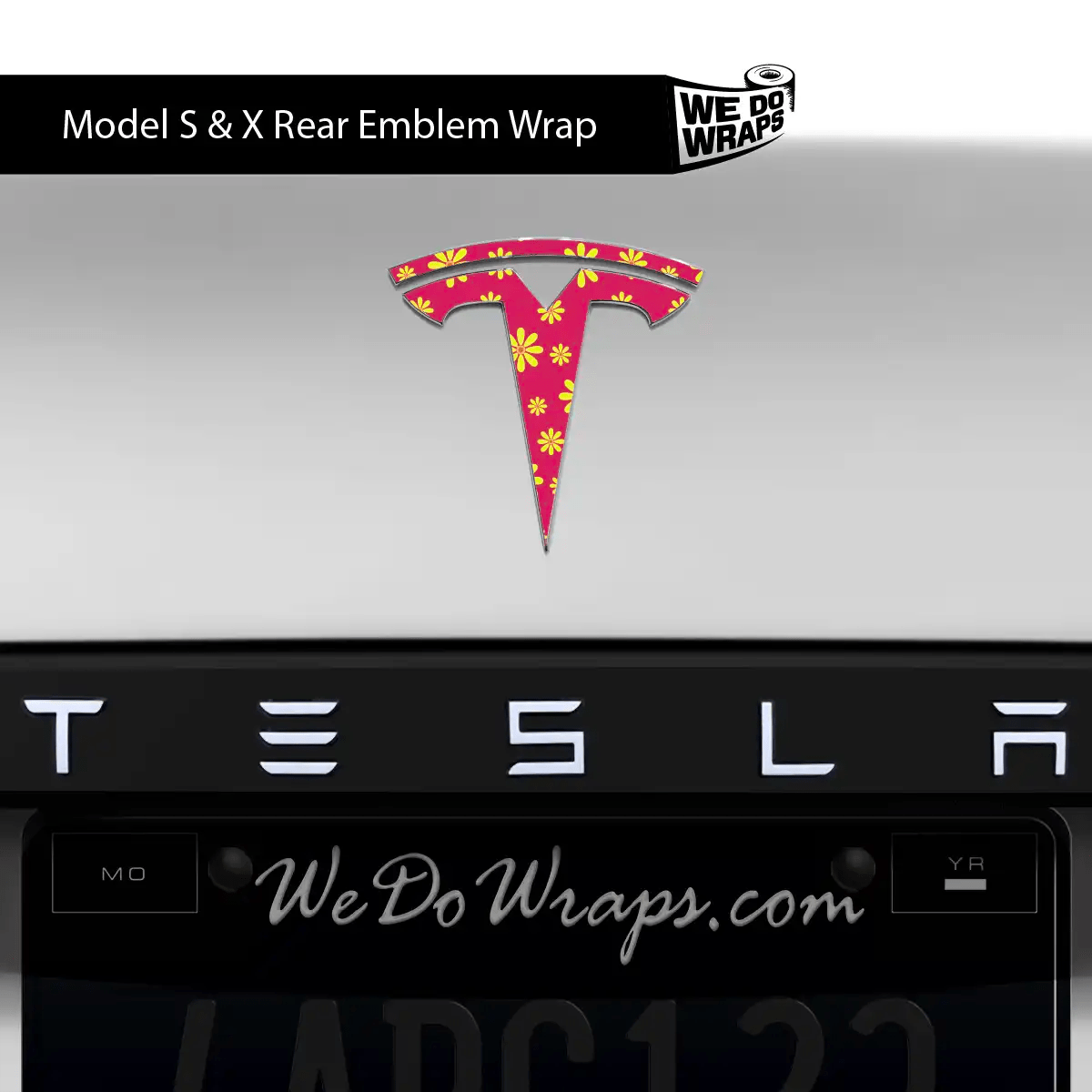 Flower Power Tesla Emblem Decals (Front + Back) | Model S - Tesla Emblems