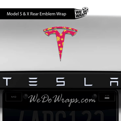 Flower Power Tesla Emblem Decals (Front + Back) | Model S - Tesla Emblems