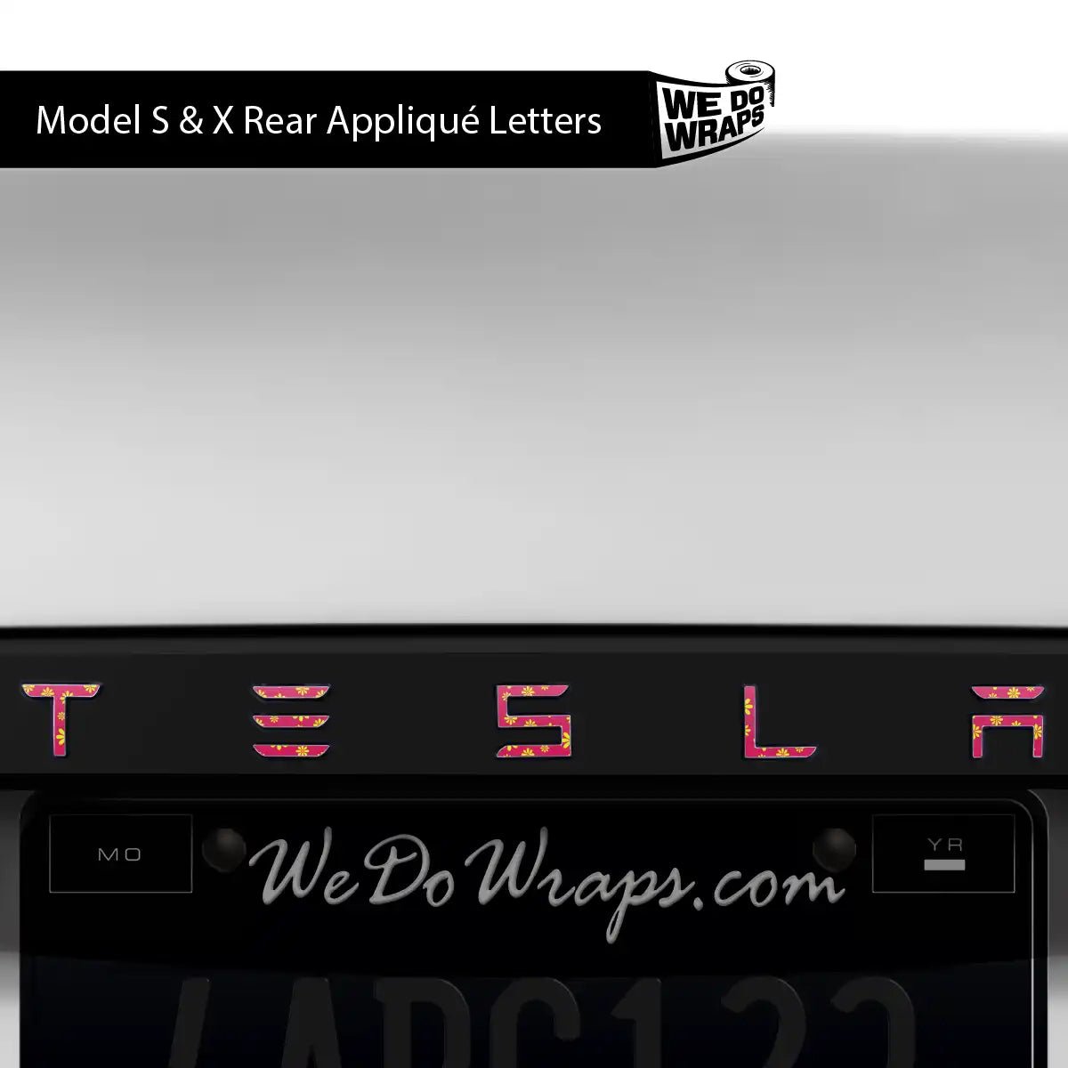 Flower Power Tesla Emblem Decals (Front + Back) | Model X - Tesla Emblems