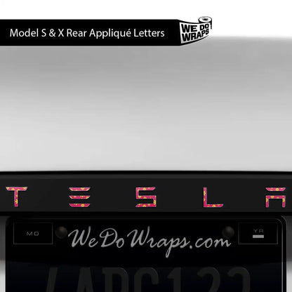 Flower Power Tesla Emblem Decals (Front + Back) | Model X - Tesla Emblems