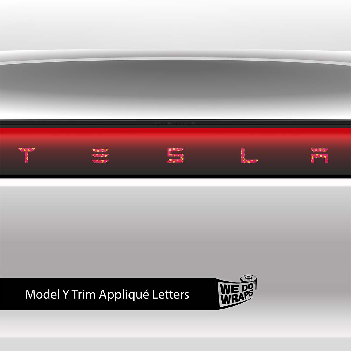 Flower Power Tesla Emblem Decals (Front + Back) | Model Y - Tesla Emblems