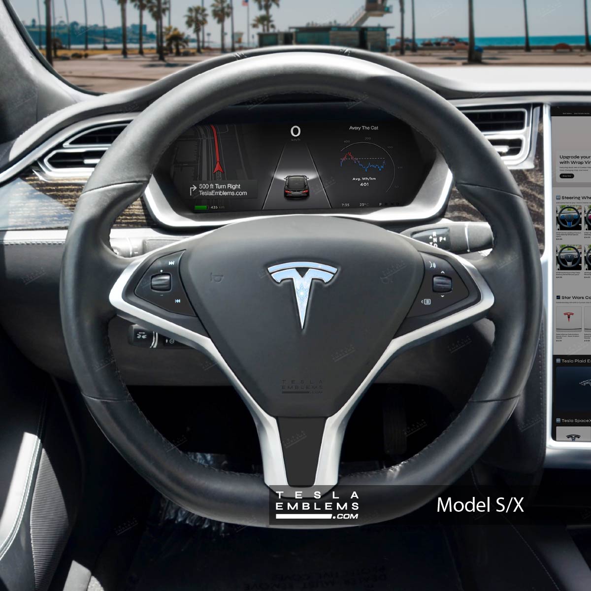 Frozen Elsa Tesla Steering Wheel Emblem Decal - Tesla Emblems