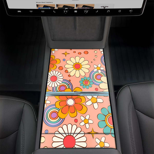 Funky Florals Center Console Wrap Kit | 2024+ Model 3 "Highland" - Tesla Emblems