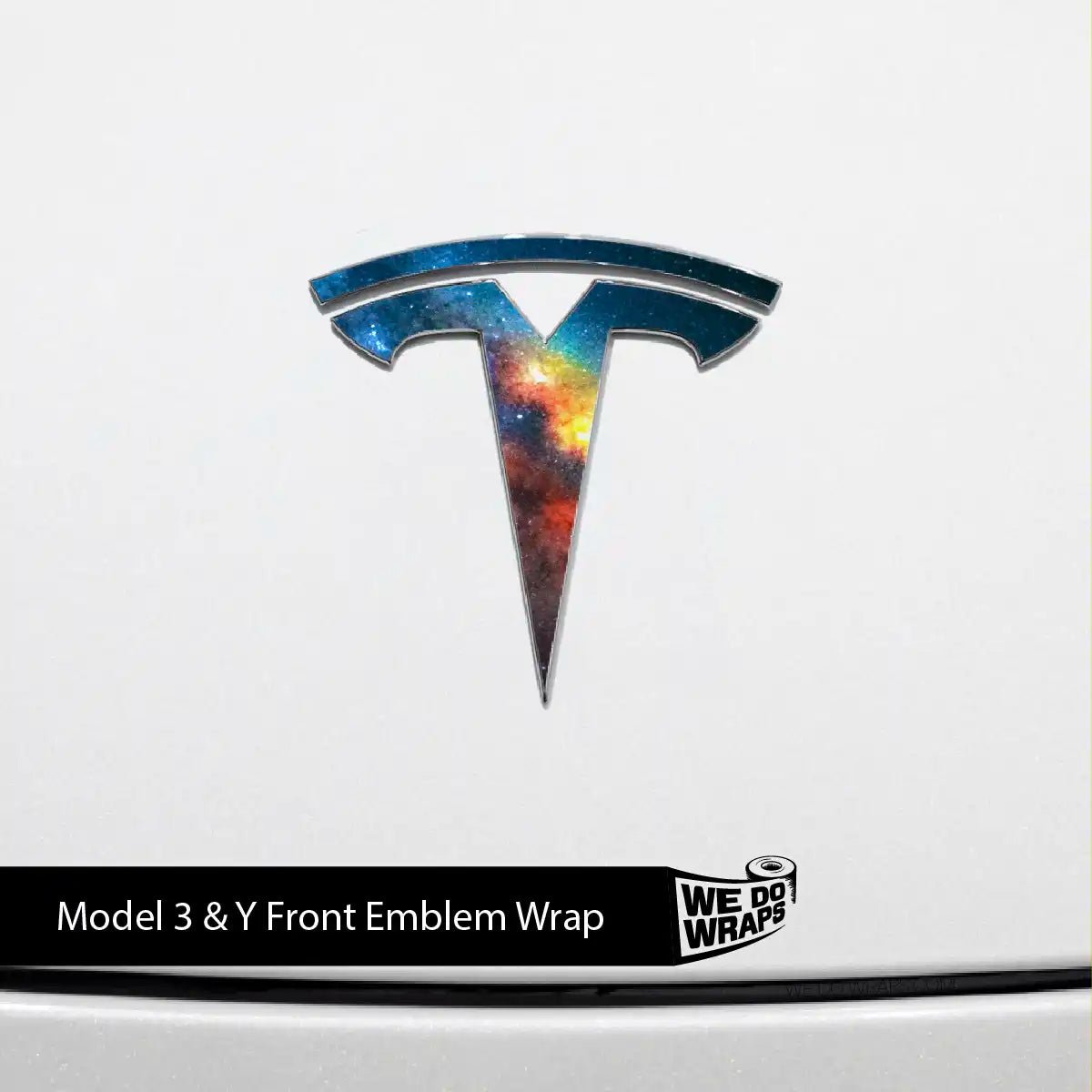 Galaxy Tesla Emblem Decals (Front + Back) | Model Y - Tesla Emblems