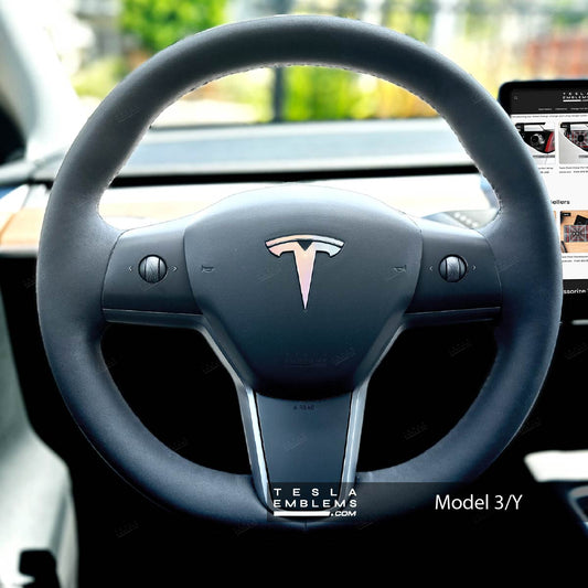 Pastel Galaxy Tesla Steering Wheel Emblem Decal - Tesla Emblems