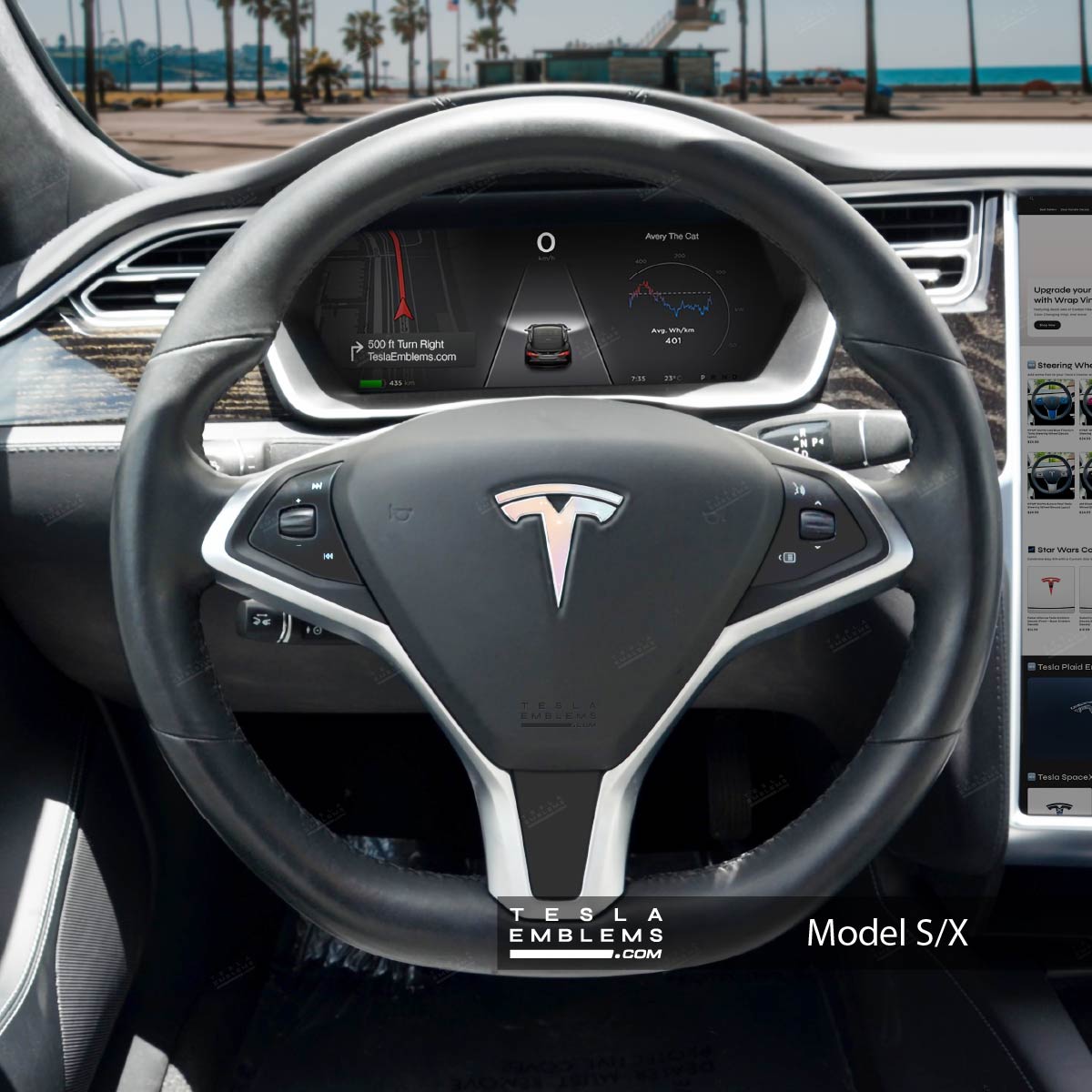 Pastel Galaxy Tesla Steering Wheel Emblem Decal - Tesla Emblems