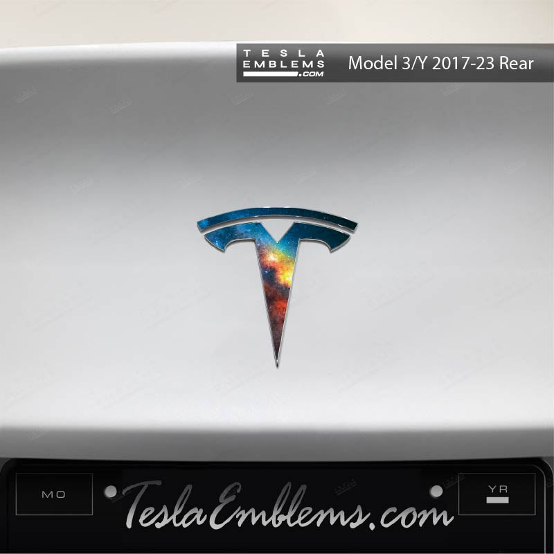 Galaxy Tesla Emblem Decals (Front + Back) - Tesla Emblems