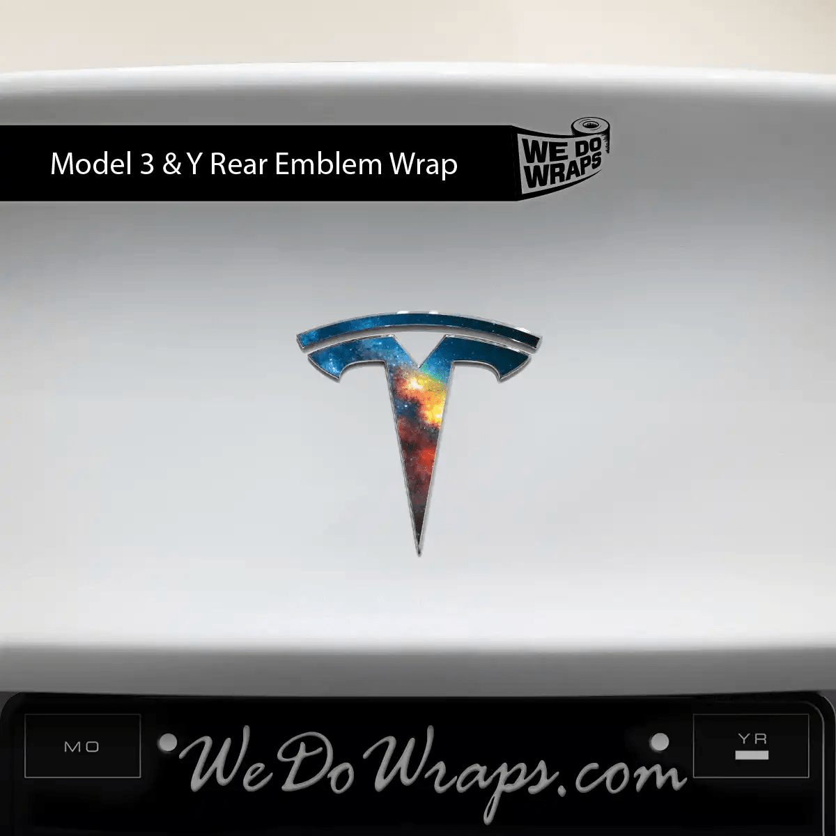 Galaxy Tesla Emblem Decals (Front + Back) | Model Y - Tesla Emblems