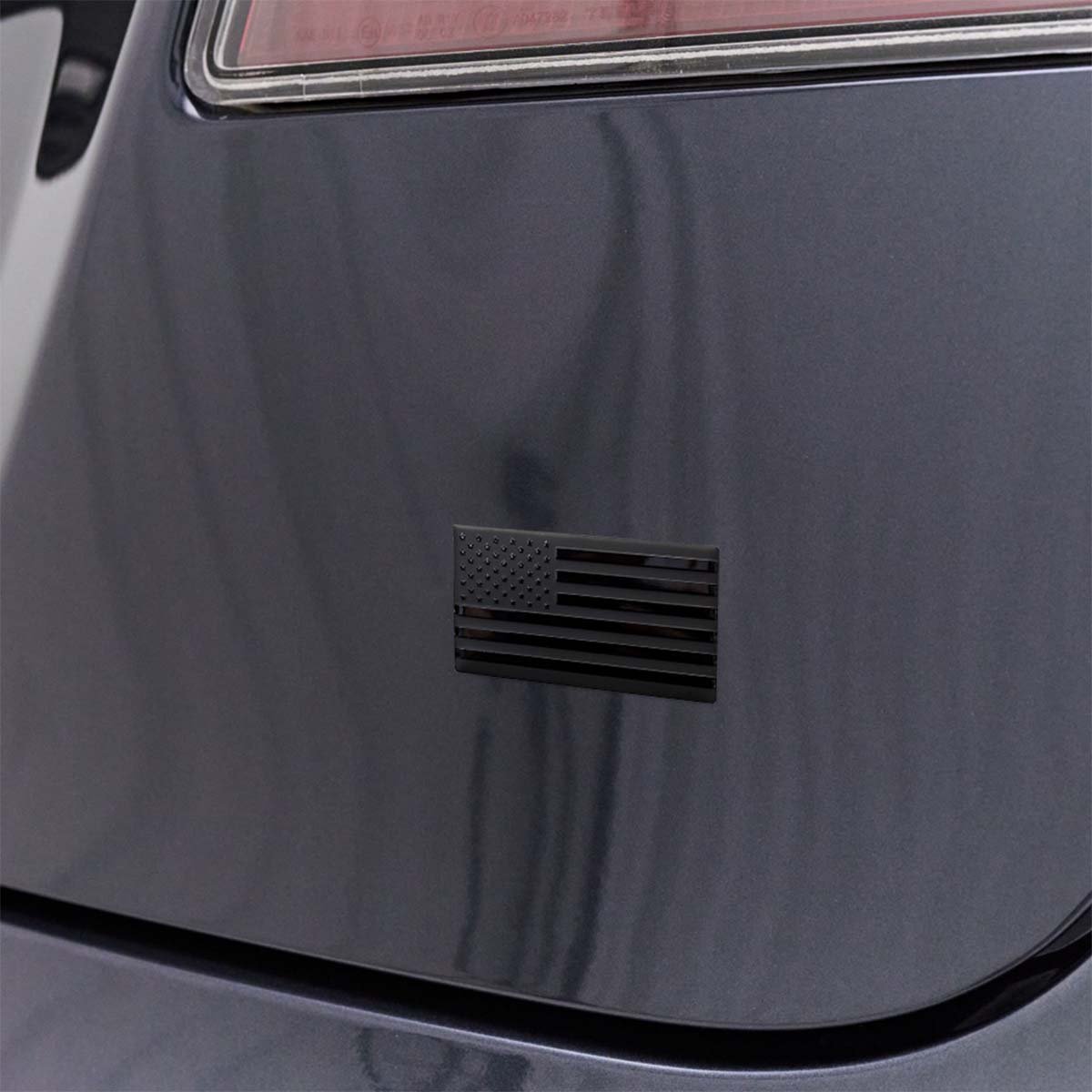 Ghost Black Patriot Flag Badge | Metal Rear Trunk Badging - Tesla Emblems