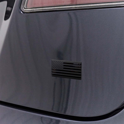 Ghost Black Patriot Flag Badge | Metal Rear Trunk Badging - Tesla Emblems