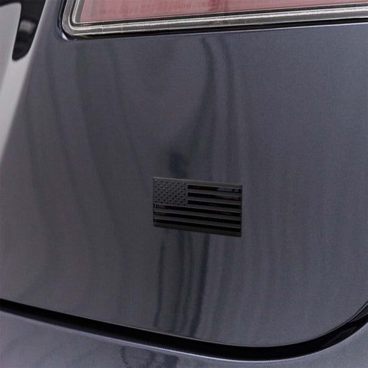 Ghost Black Patriot Flag Badge | Metal Rear Trunk Badging - Tesla Emblems