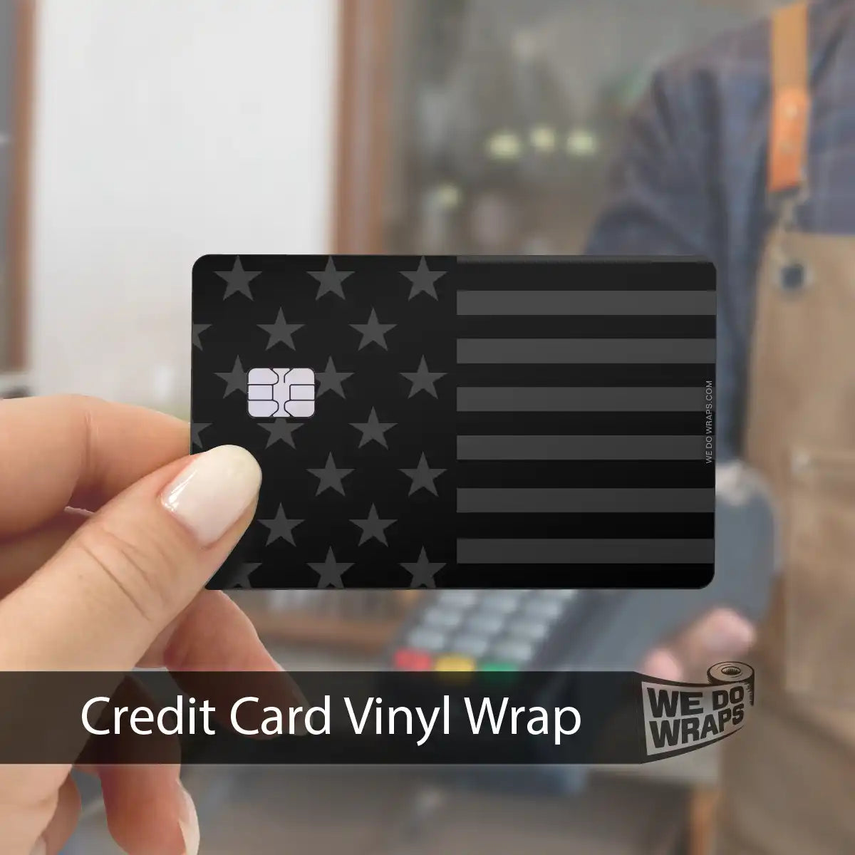 Ghost Black Patriot Flag | NFC Key Card Wrap - Tesla Emblems