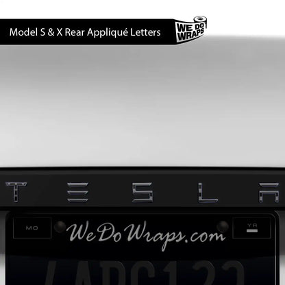 Ghost Black Patriot Flag Tesla Emblem Decals (Front + Back) | Model X - Tesla Emblems