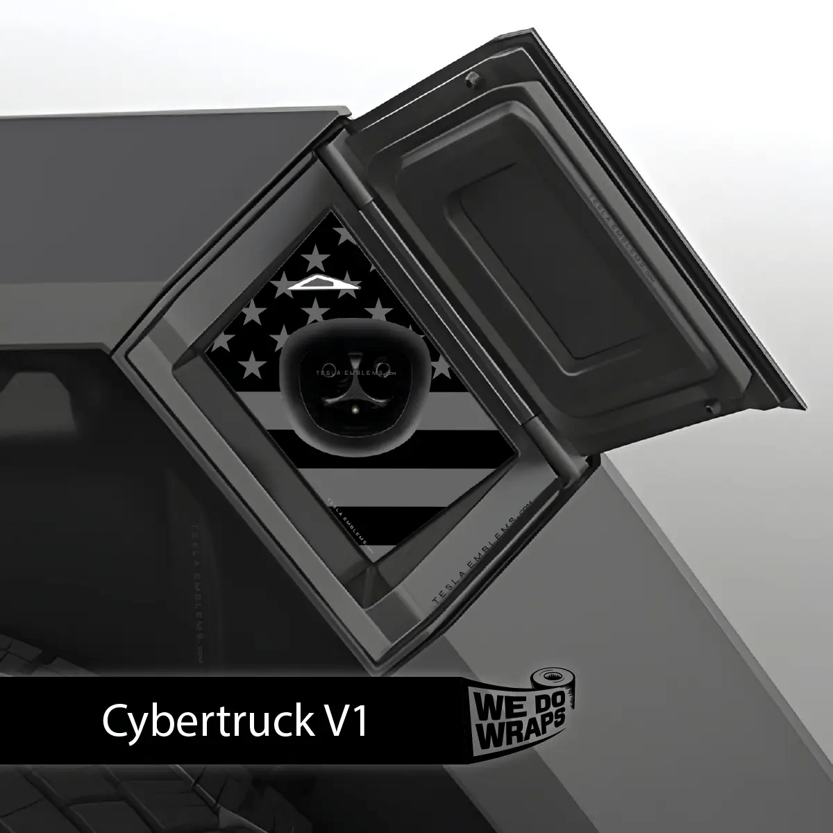 Ghost Black Patriot Flag Tesla Charge Port Wrap | Cybertruck - Tesla Emblems