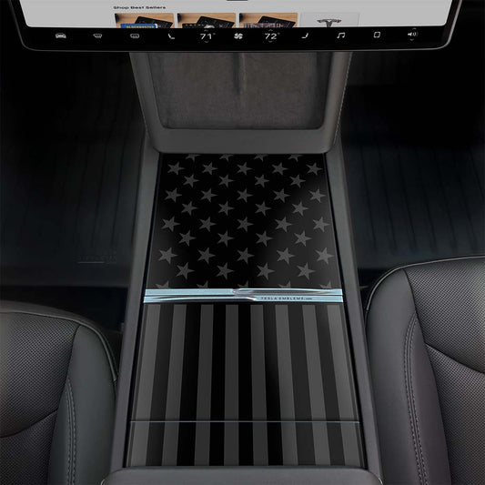 Ghost Black Patriot American Flag Tesla Center Console Wrap Kit | 2024+ Model 3 "Highland" - Tesla Emblems