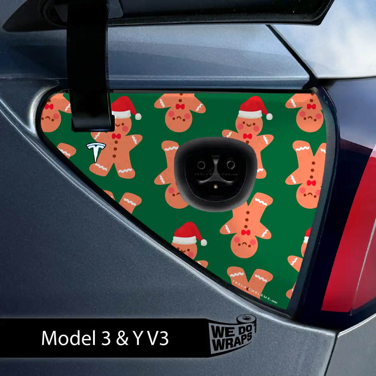 Gingerbread People Tesla Charge Port Wrap | Model Y - Tesla Emblems
