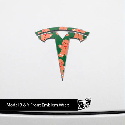 Gingerbread Tesla Emblem Decals (Front + Back Emblem Decals) | Model 3 - Tesla Emblems
