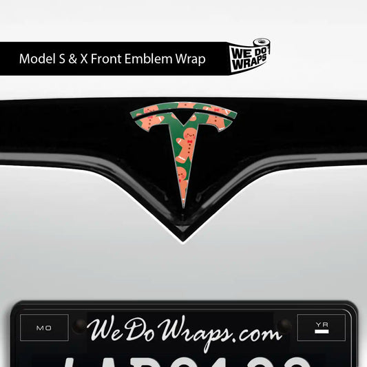 Gingerbread Tesla Emblem Decals (Front + Back Emblem Decals) | Model X - Tesla Emblems