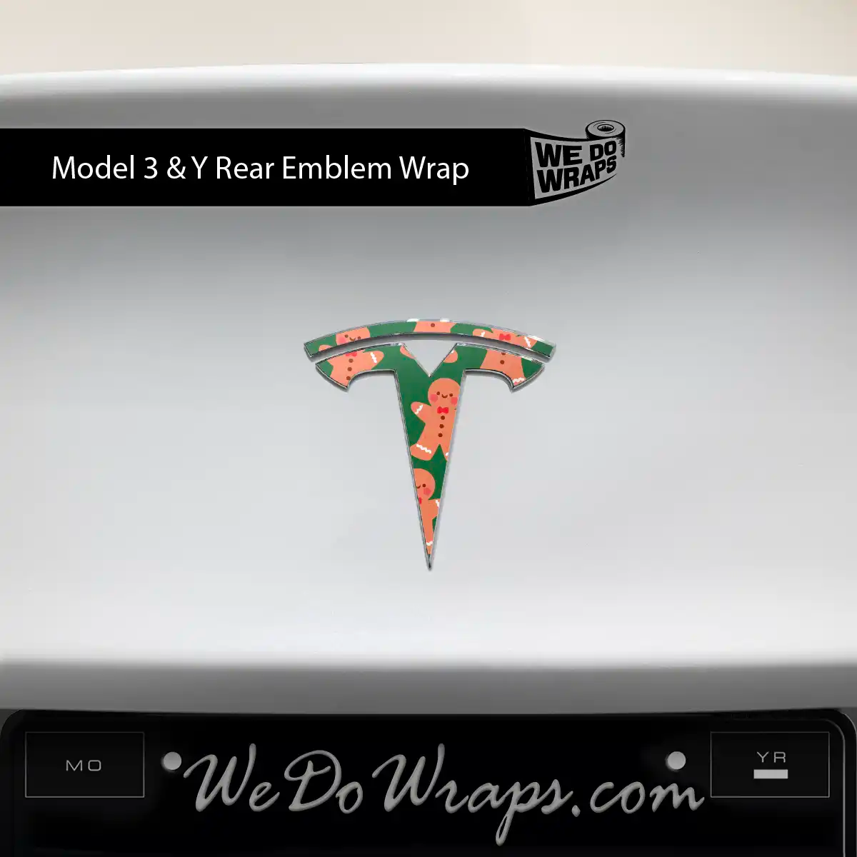 Gingerbread Tesla Emblem Decals (Front + Back Emblem Decals) | Model 3 - Tesla Emblems