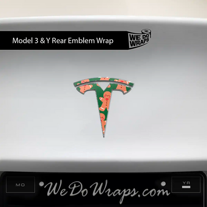 Gingerbread Tesla Emblem Decals (Front + Back Emblem Decals) | Model 3 - Tesla Emblems