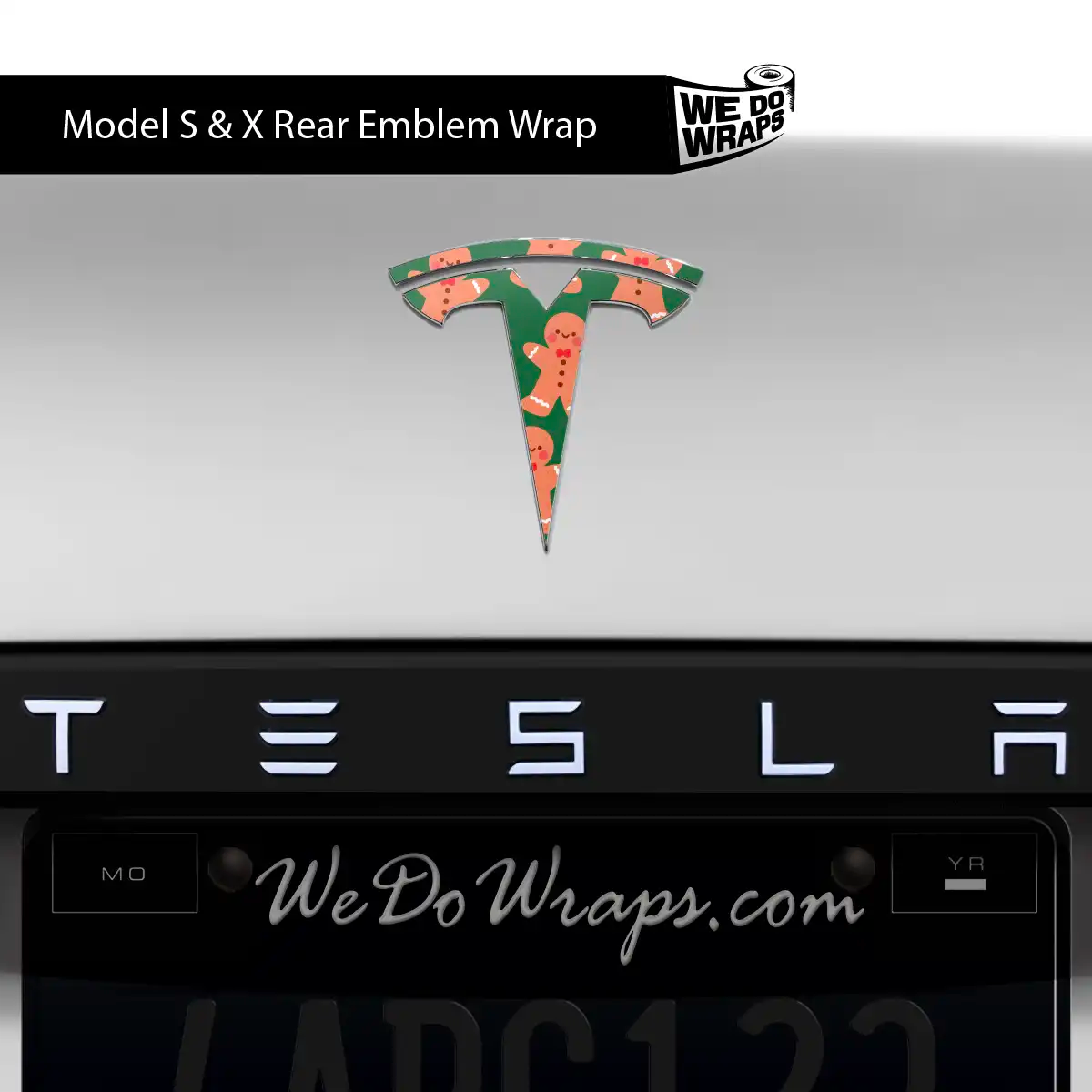 Gingerbread Tesla Emblem Decals (Front + Back Emblem Decals) | Model X - Tesla Emblems