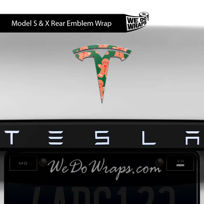 Gingerbread Tesla Emblem Decals (Front + Back Emblem Decals) | Model X - Tesla Emblems