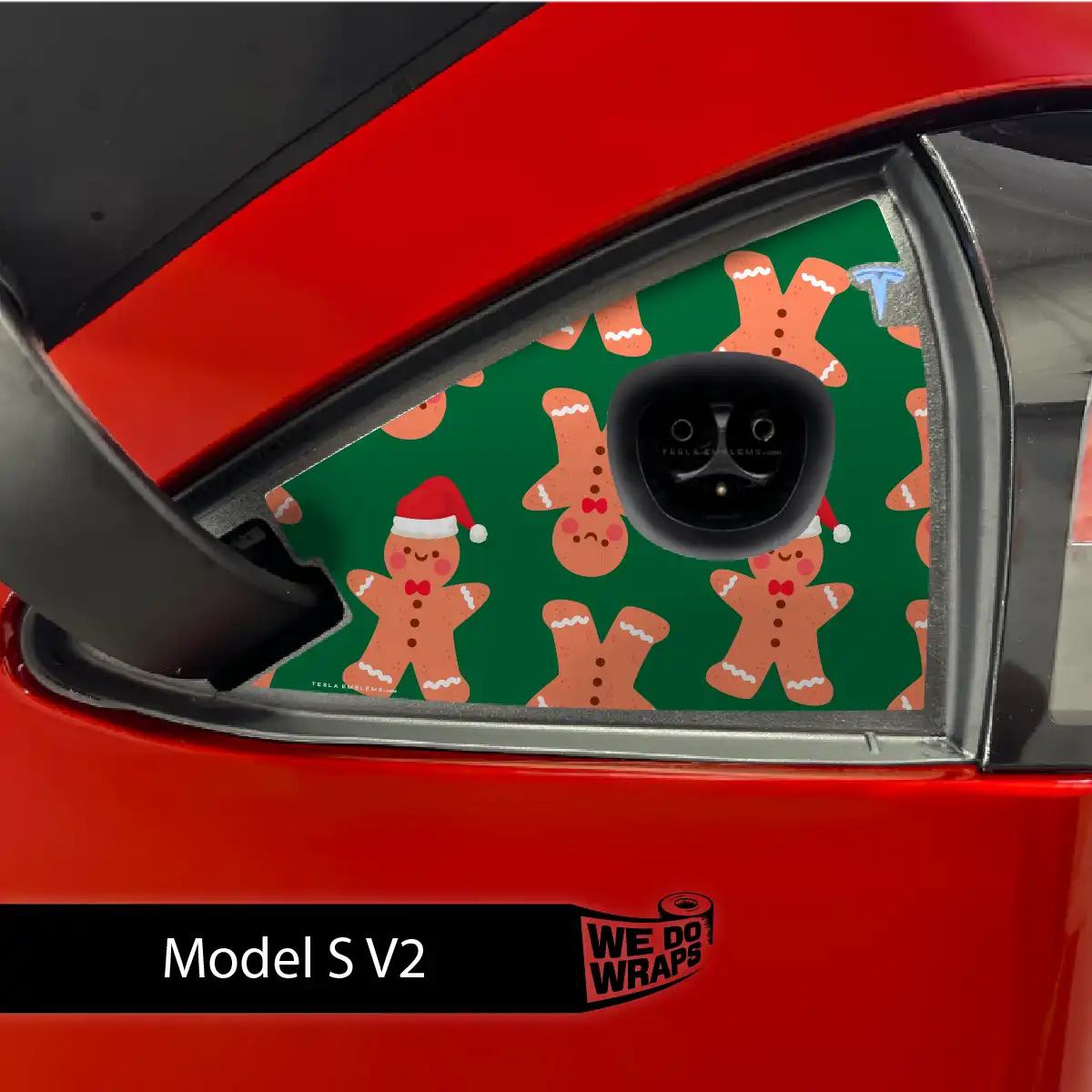Gingerbread People Tesla Charge Port Wrap | Model S - Tesla Emblems