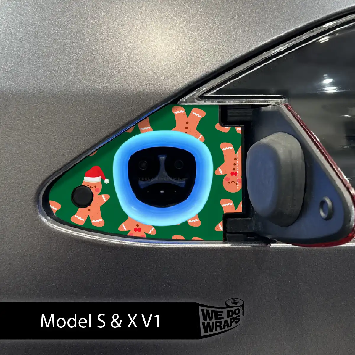 Gingerbread People Tesla Charge Port Wrap | Model S - Tesla Emblems