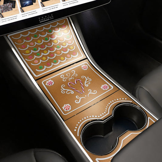 Gingerbread Tesla Gen1 Center Console Wrap Kit | 2017 - 2021 Model 3 - Tesla Emblems