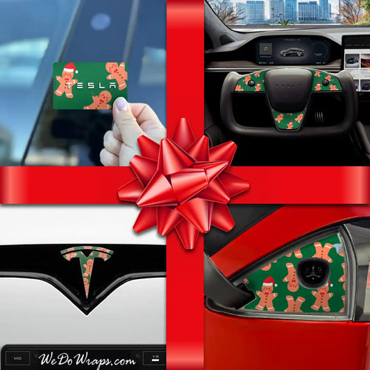 Holiday Bundle Gingerbread People Tesla Wrap Kit | Model S - Tesla Emblems
