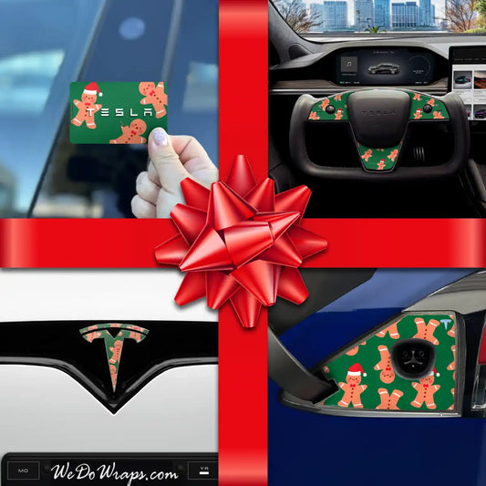 Holiday Bundle Gingerbread People Tesla Wrap Kit | Model X - Tesla Emblems