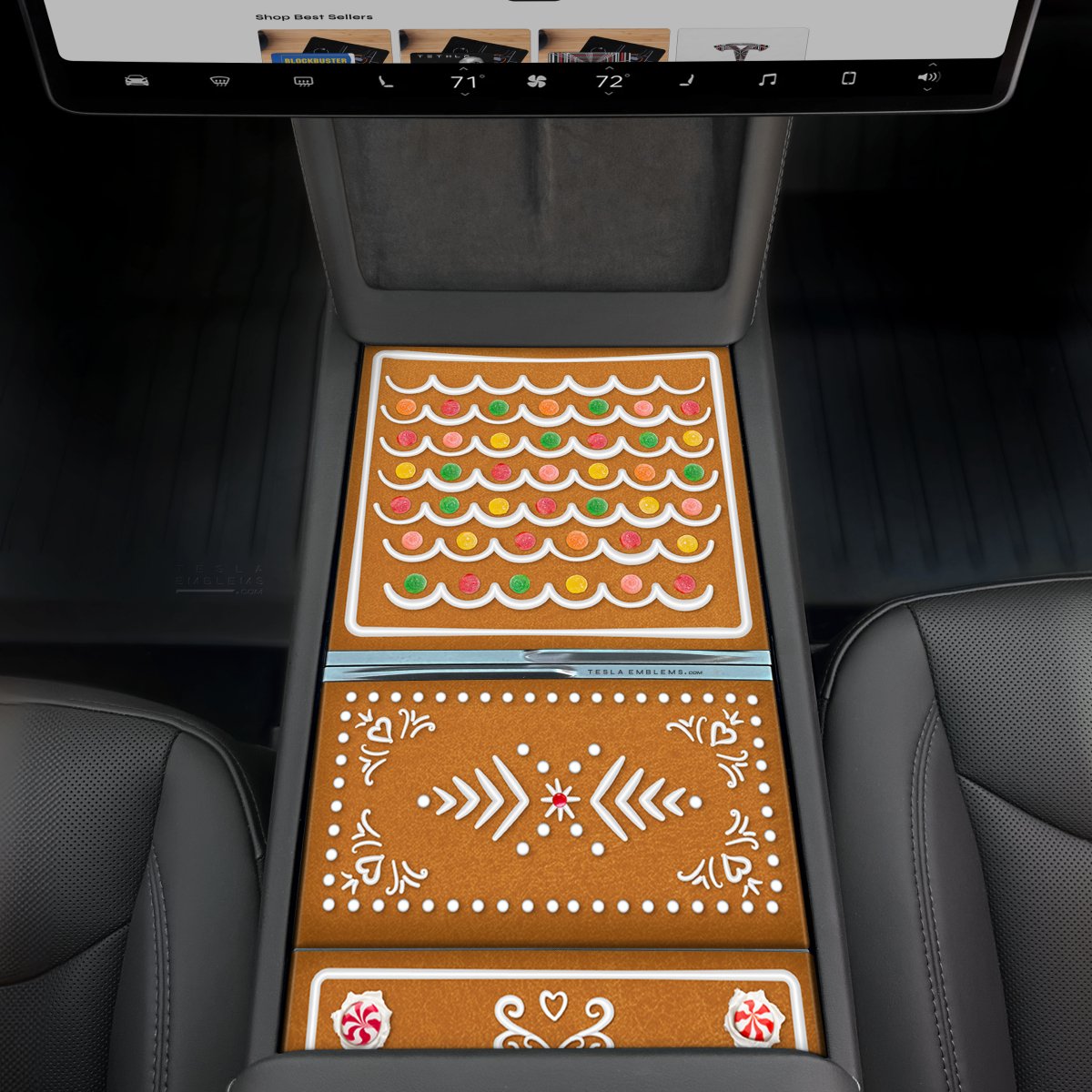 Gingerbread Gen3 Center Console Wrap Kit | 2024+ Model 3 "Highland" - Tesla Emblems