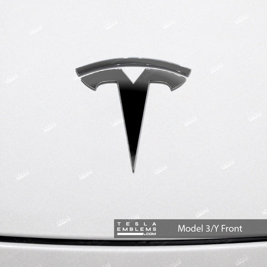3M Gloss Black Tesla Emblem Decals (Front + Back)