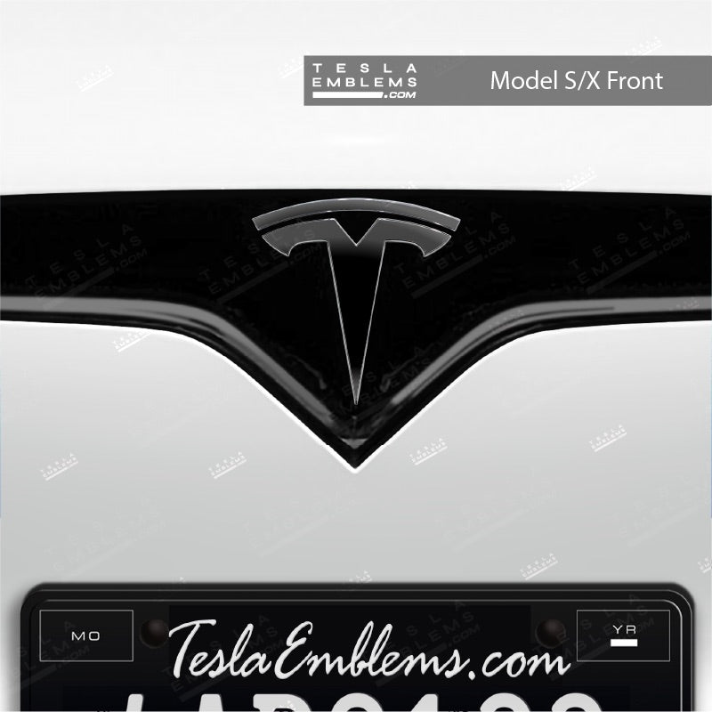 3M Gloss Black Tesla Emblem Decals (Front + Back) – Tesla Emblems