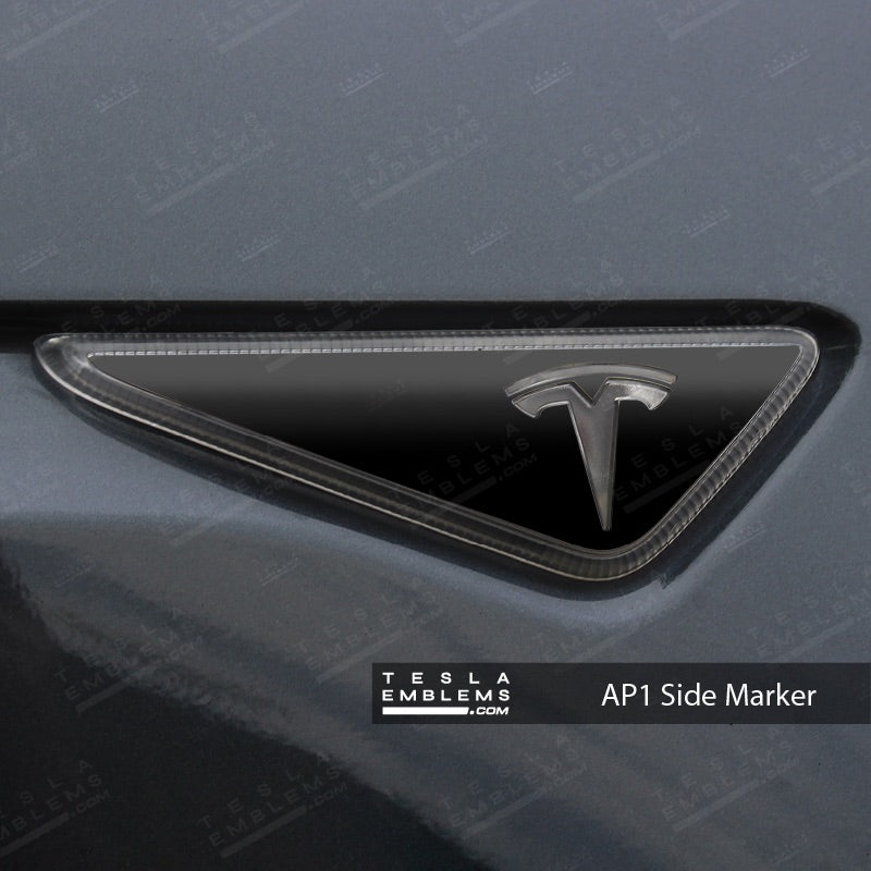 3M Gloss Black Tesla Side Marker Decals (2pcs) - Tesla Emblems