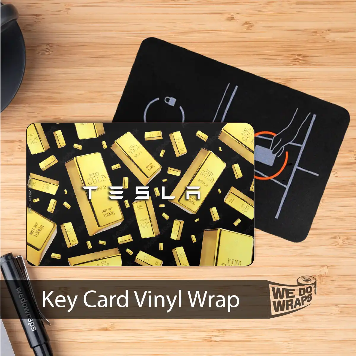 Tesla Key Card Sticker Gold Bars | NFC Key Card Wrap – Tesla Emblems
