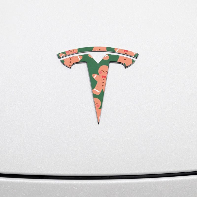 Gingerbread Tesla Emblem Decals (Front + Back Emblem Decals) - Tesla Emblems