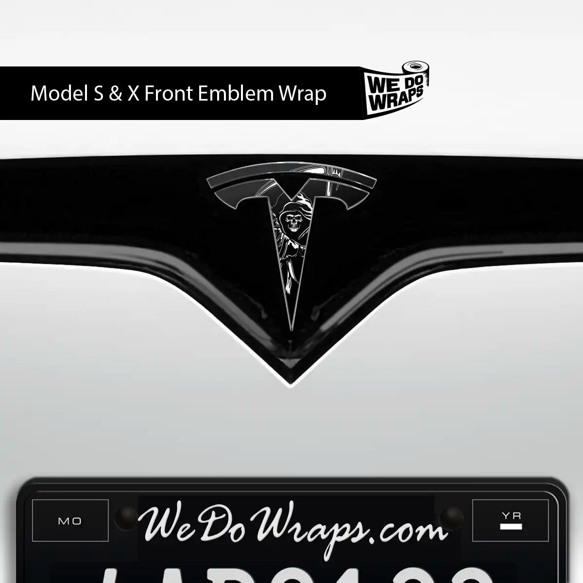 Grim Reaper Tesla Emblem Decals (Front + Back) | Model X - Tesla Emblems