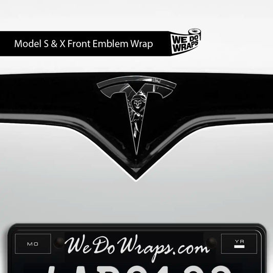Grim Reaper Tesla Emblem Decals (Front + Back) | Model X - Tesla Emblems