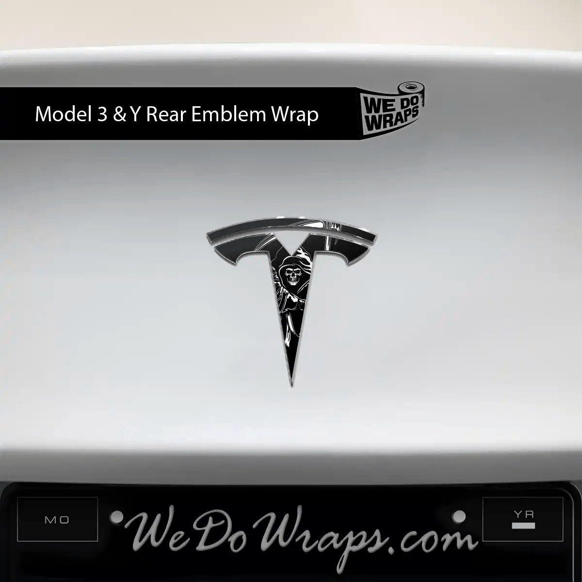 Grim Reaper Tesla Emblem Decals (Front + Back) | Model Y - Tesla Emblems