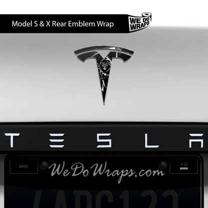 Grim Reaper Tesla Emblem Decals (Front + Back) | Model X - Tesla Emblems