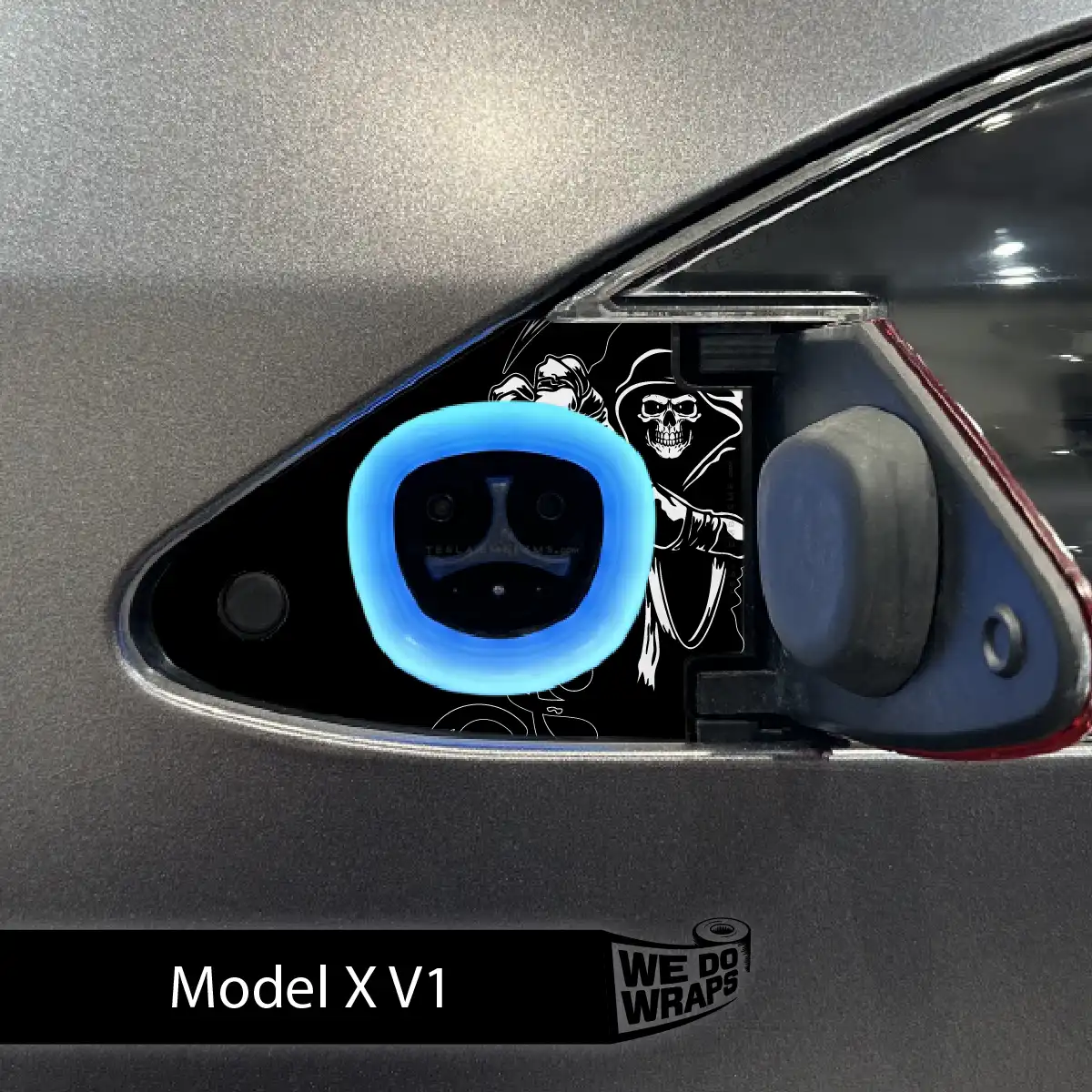 Grim Reaper Tesla Charge Port Wrap | Model X - Tesla Emblems