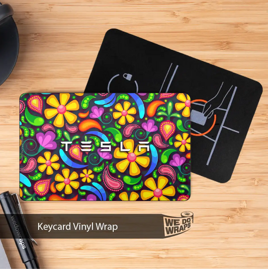Groovy Bloom Tesla Keycard Decal - Tesla Emblems