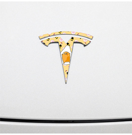Gudetama Tesla Emblem Decals (Front + Back) - Tesla Emblems
