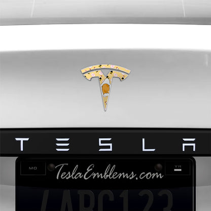 Gudetama Tesla Emblem Decals (Front + Back) - Tesla Emblems