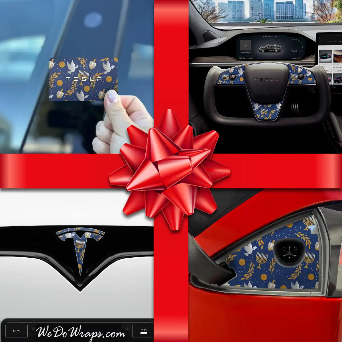 Holiday Bundle Hanukkah Tesla Wrap Kit | Model S - Tesla Emblems